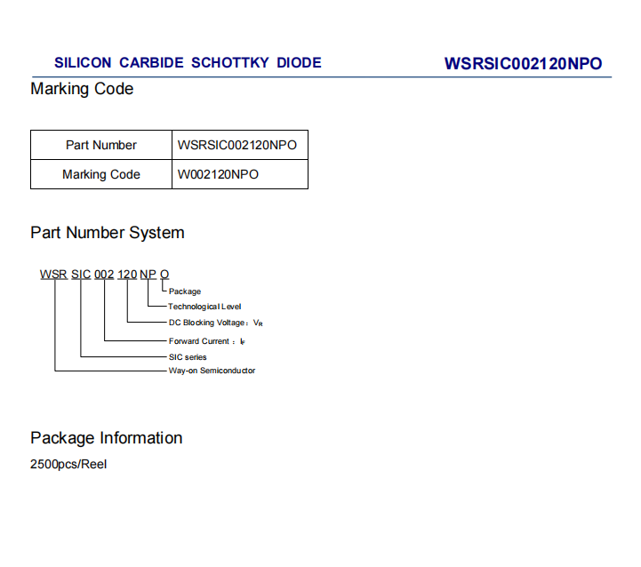 Wayon代理商，維安代理商，SiC Schottky Diode， 碳化硅肖特基二極管，WSRSIC002120NPO.png